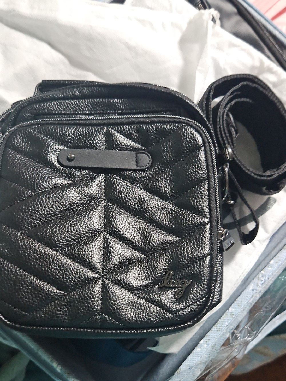 lug Black Quilted Crossbody Bag
